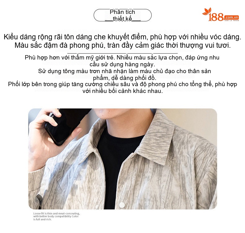 Áo Khoác Nam Cổ Bẻ Vải Đũi Dáng Rộng Phong Cách Hong Kong Màu Xám, Đen, Trắng... chi tiết 5