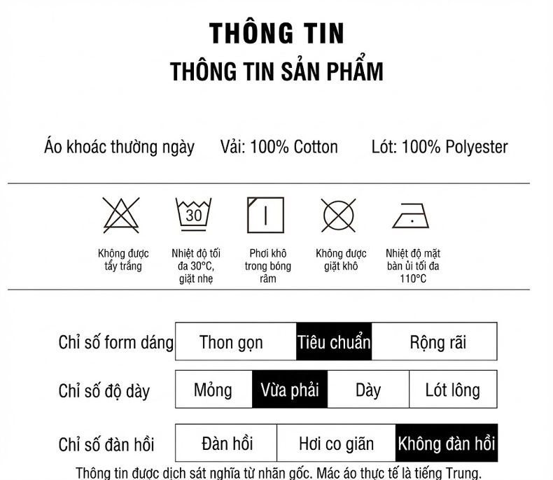 Áo Khoác Nam Có Mũ Cotton Dáng Ôm Vừa Vặn Màu Be, Đen chi tiết 3