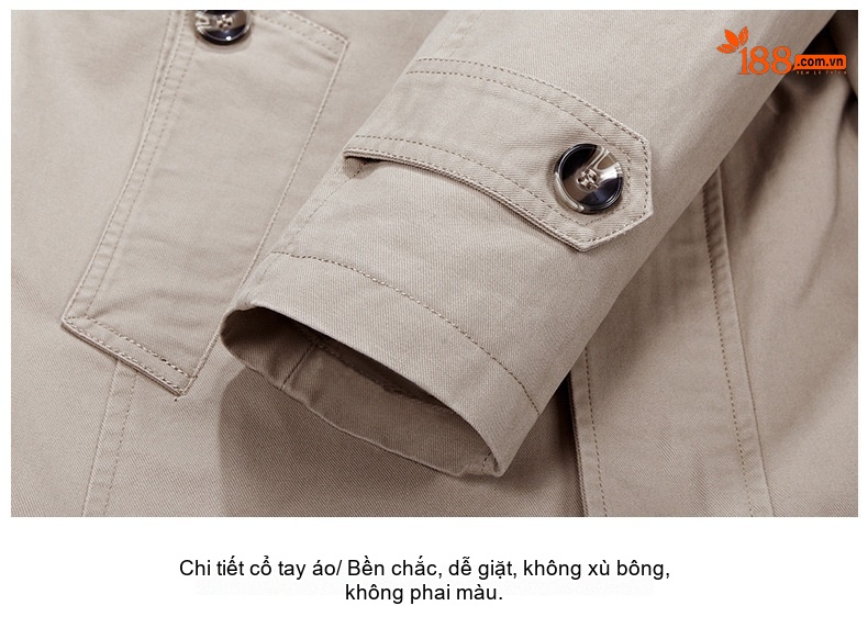 Áo Khoác Nam Có Mũ Cotton Dáng Ôm Vừa Vặn Màu Be, Đen chi tiết 9