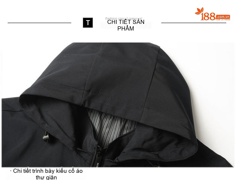 Áo Khoác Nam Có Mũ Trùm Đầu Khóa Kéo Màu Đen, Xanh Navy, Xám chi tiết 29