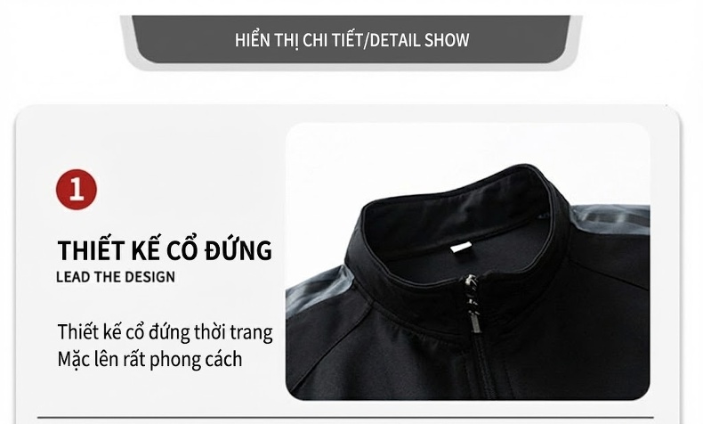 Áo Khoác Nam Cổ Trụ Dáng Rộng Tay Phối Sọc Phong Cách Retro Màu Trắng Kem, Xám, Xanh Lá, Đen... chi tiết 13