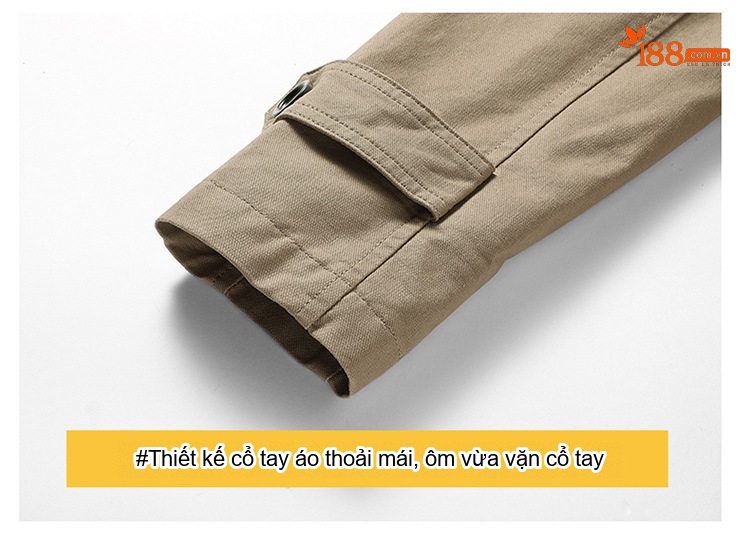 Áo Khoác Nam Cotton Mỏng Dáng Ôm Có Mũ Trùm Đầu Phong Cách Âu Mỹ Màu Nâu, Đen, Xanh Lá, Kem chi tiết 14