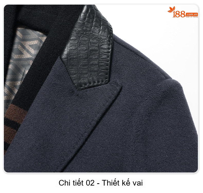Áo Khoác Nam Dạ Lông Cừu Hai Mặt Có Lớp Lót Lông Vũ Màu Xám Đen chi tiết 23
