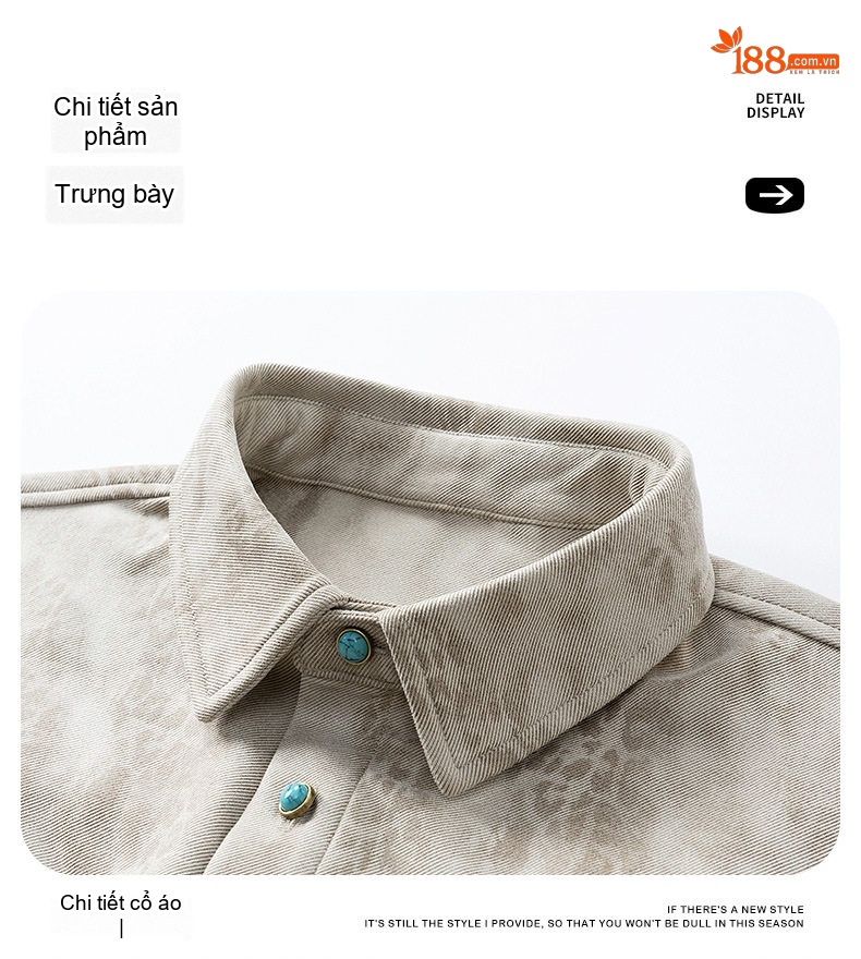 Áo Khoác Nam Da PU Dáng Sơ Mi Họa Tiết Rằn Ri Phong Cách Mỹ Màu Be, Nâu, Xanh... chi tiết 11