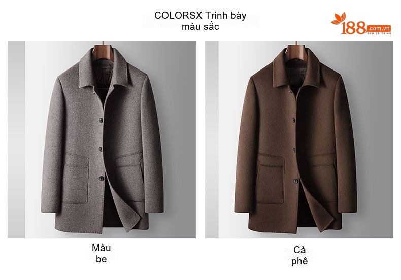 Áo Khoác Nam Dạ Wool Lót Lông Vũ Cổ Bẻ Dáng Vừa Màu Nâu, Xám chi tiết 3