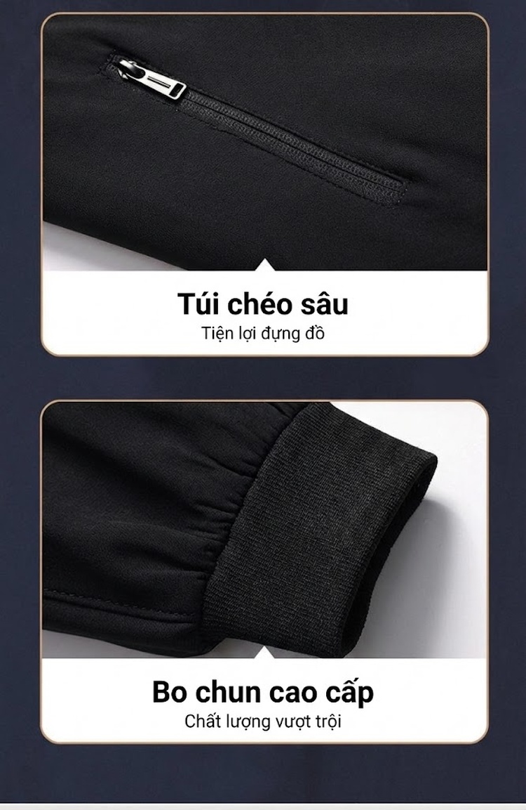 Áo Khoác Nam Dáng Bomber Cổ Trụ Khóa Kéo Phong Cách Lịch Lãm Màu Đen, Xám chi tiết 5