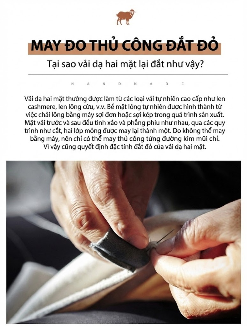 Áo Khoác Nam Dáng Dài 100% Lông Cừu Hai Mặt Thủ Công, Lớp Lót Lông Vũ Ngỗng Tháo Rời Màu Nâu, Đen, Xám chi tiết 14