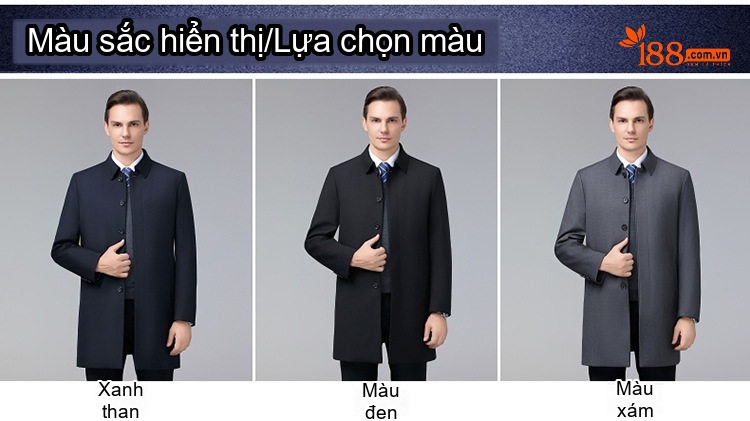 Áo Khoác Nam Dáng Dài Chống Hàn Phong Cách Doanh Nhân Lịch Lãm Ấm Áp Màu Đen, Xám chi tiết 6