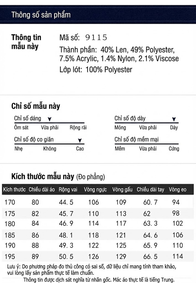 Áo Khoác Nam Dáng Dài Cổ chữ Vest Lông Cừu 40% Có Lớp Lót Lông Vũ Màu Đen, Xám chi tiết 4