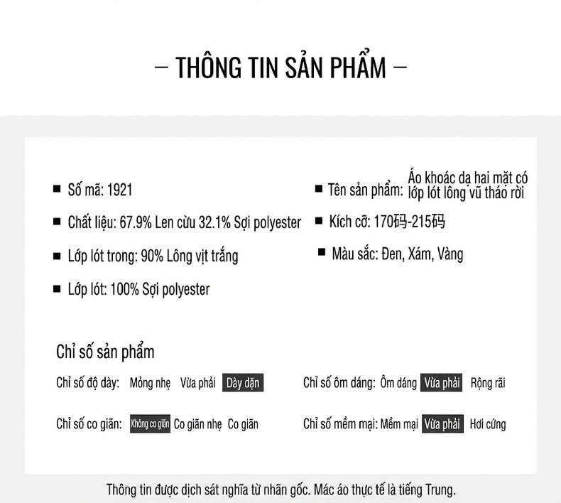 Áo Khoác Nam Dáng Dài Lớp Lót Lông Vũ Tháo Rời Được Màu Đen, Nâu, Xám chi tiết 9
