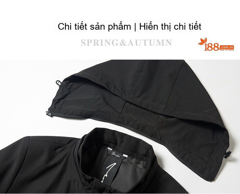 Áo Khoác Nam Dáng Dài Vừa Mũ Trùm Đầu Có Thể Tháo Rời Màu Đen, Xanh Đậm chi tiết 10