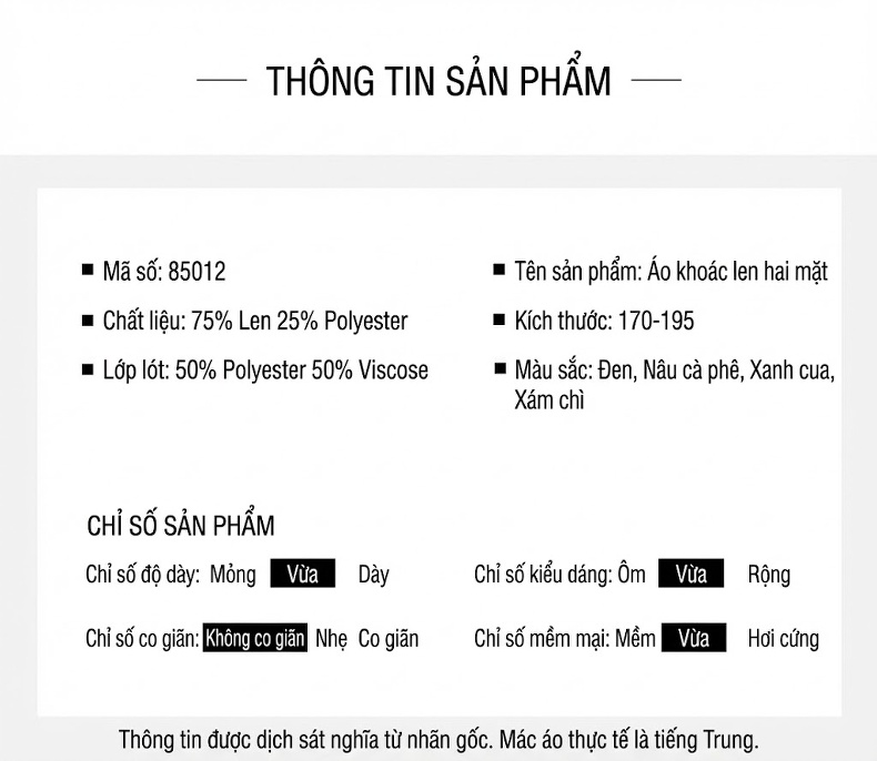 Áo Khoác Nam Dáng Ngắn Hai Mặt Lông Cừu Màu Xám, Kem, Nâu, Đen chi tiết 9