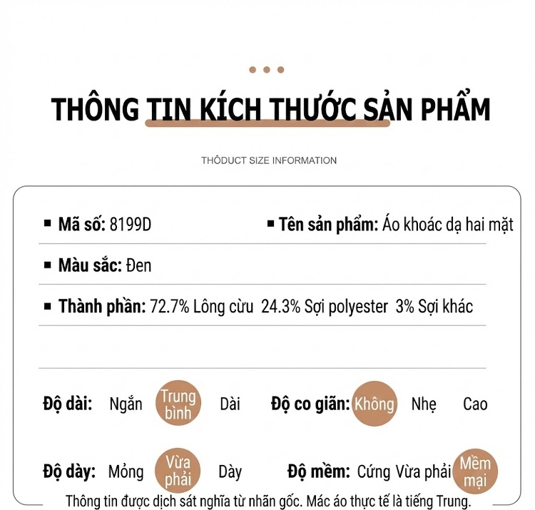 Áo Khoác Nam Dáng Rộng Vải 毛呢 (Mao Ni) Thu Đông Trung Niên Thoải Mái Màu Đen chi tiết 3