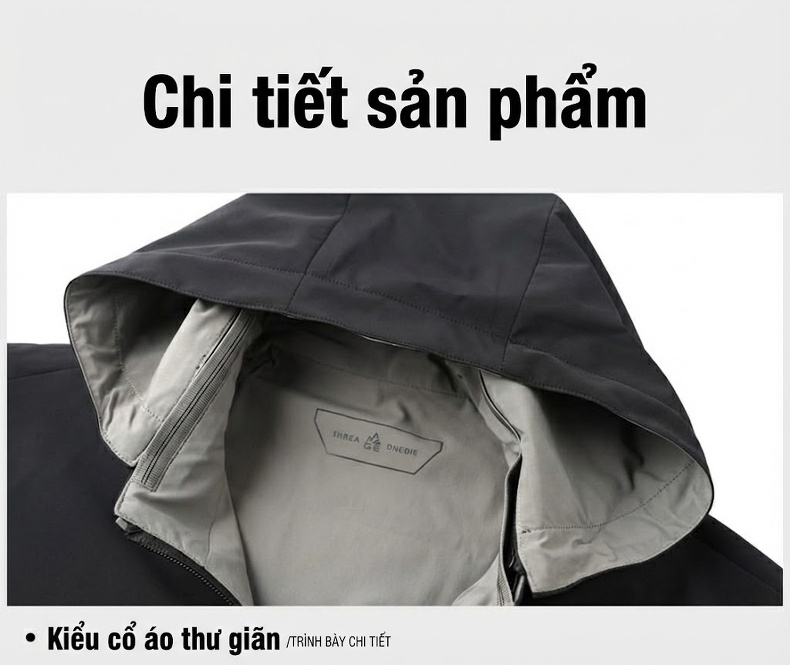 Áo Khoác Nam Hai Mặt Có Mũ Trùm Đầu Phong Cách Xuân Thu Màu Đen, Xám chi tiết 21