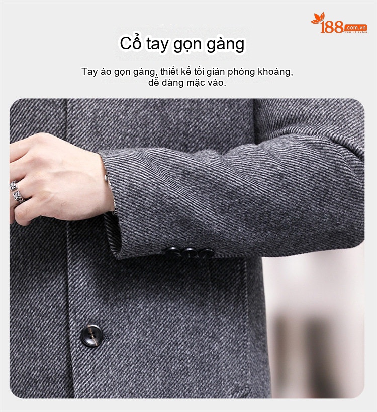 Áo Khoác Nam Hai Mặt Lông Cừu Cao Cấp, Áo Dạ Nam Trung Niên Tháo Rời Màu Xám, Nâu chi tiết 5