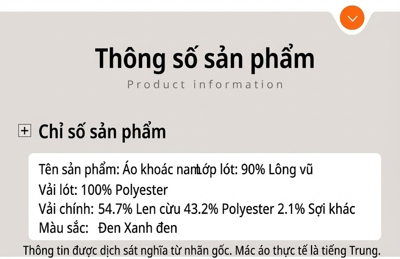 Áo Khoác Nam Hai Mặt Lót Lông Vũ Cổ Bẻ Phong Cách Doanh Nhân Màu Đen chi tiết 2