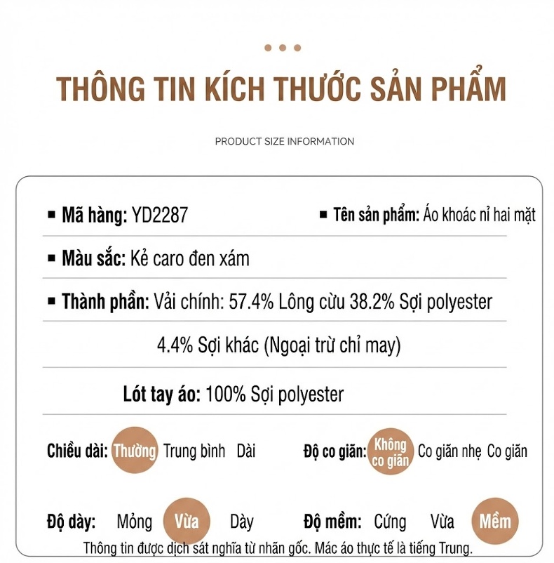 Áo Khoác Nam Kẻ Ô Two-sided Woolen Jacket Dày Dặn Màu Xám chi tiết 13