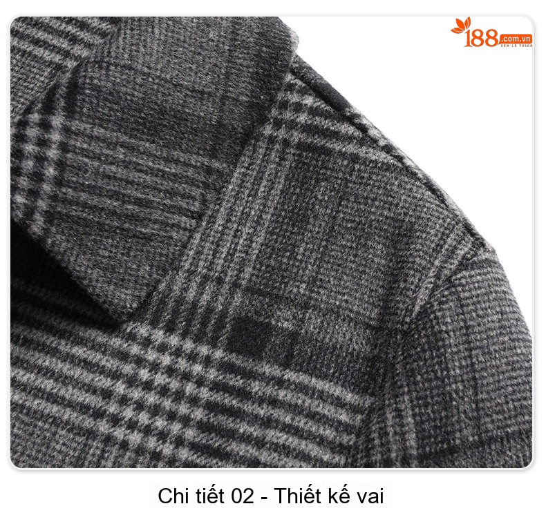 Áo Khoác Nam Kẻ Ô Two-sided Woolen Jacket Dày Dặn Màu Xám chi tiết 19