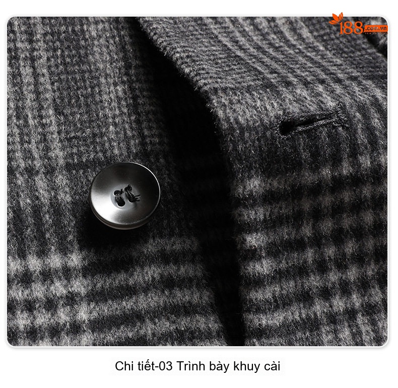 Áo Khoác Nam Kẻ Ô Two-sided Woolen Jacket Dày Dặn Màu Xám chi tiết 20