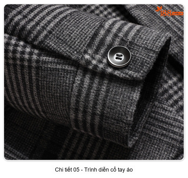 Áo Khoác Nam Kẻ Ô Two-sided Woolen Jacket Dày Dặn Màu Xám chi tiết 22