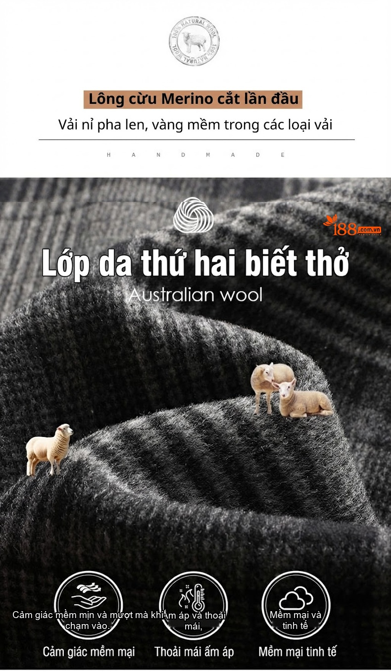 Áo Khoác Nam Kẻ Ô Two-sided Woolen Jacket Dày Dặn Màu Xám chi tiết 4