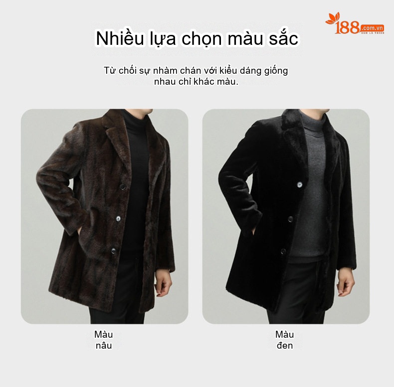 Áo Khoác Nam Kim貂绒 Dáng Vest Trung Dài Màu Nâu Đậm chi tiết 5