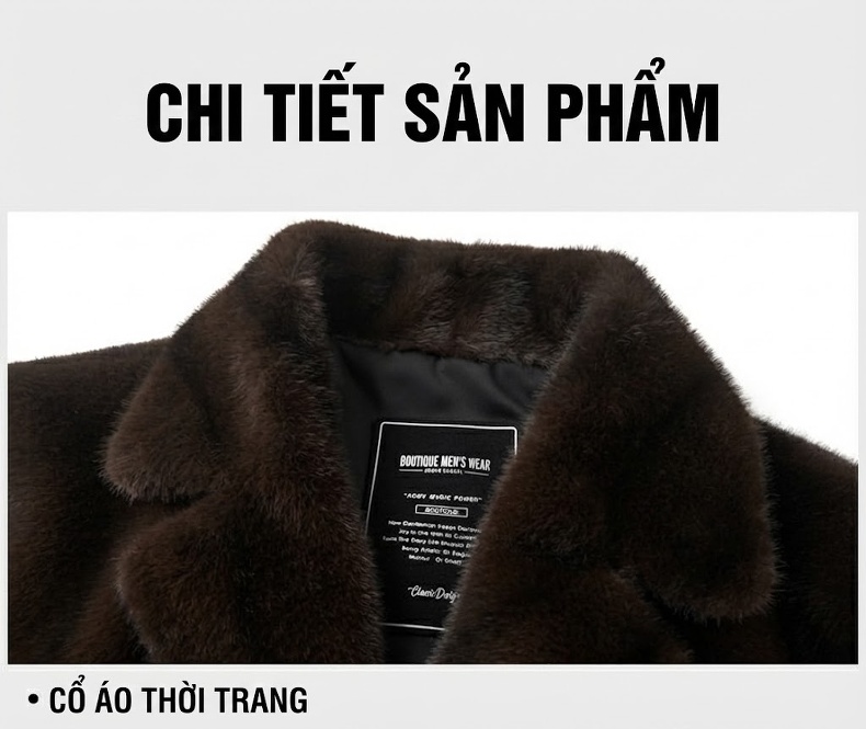 Áo Khoác Nam Kim貂绒 Dáng Vest Trung Dài Màu Nâu Đậm chi tiết 20