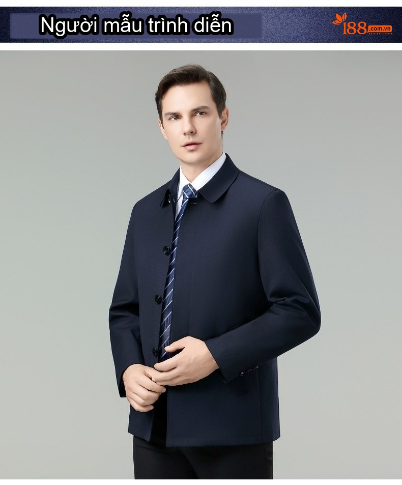 Áo Khoác Nam Len Lông Cừu Dáng Vest Công Sở Trung Niên Màu Xanh Navy chi tiết 6