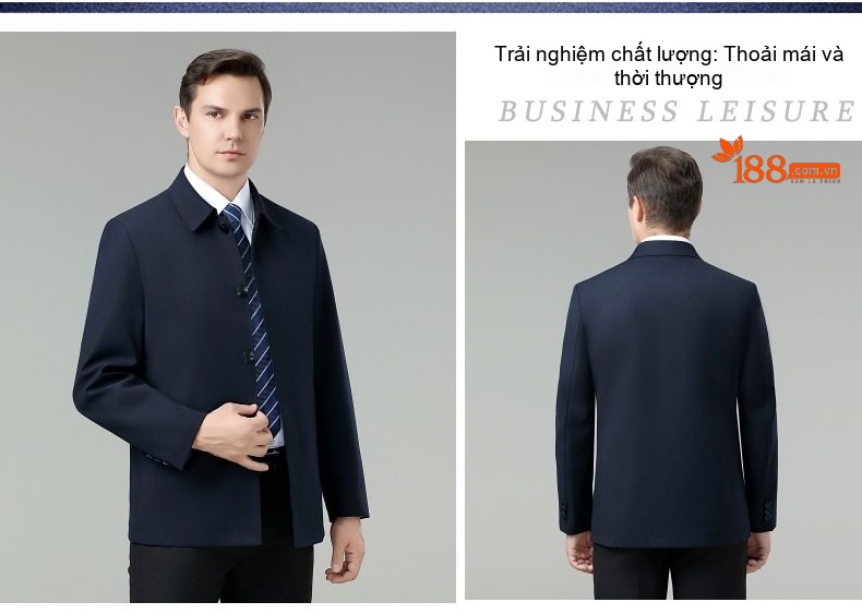 Áo Khoác Nam Len Lông Cừu Dáng Vest Công Sở Trung Niên Màu Xanh Navy chi tiết 8