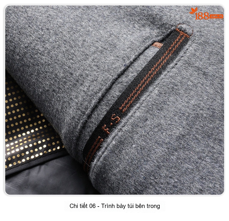 Áo Khoác Nam Lông Cừu, Tơ Tằm, Lông Vũ, Vải Tweed, Lót Tháo Rời Màu Xám, Đen chi tiết 25