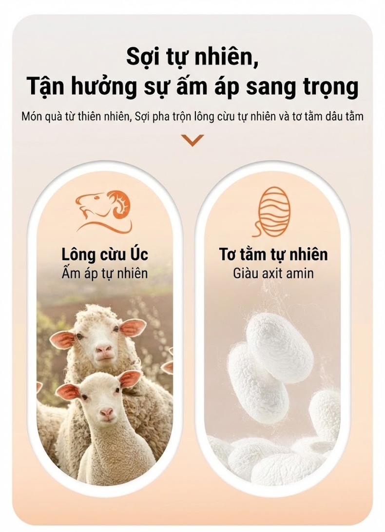 Áo Khoác Nam Lông Cừu, Tơ Tằm, Lông Vũ, Vải Tweed, Lót Tháo Rời Màu Xám, Đen chi tiết 3