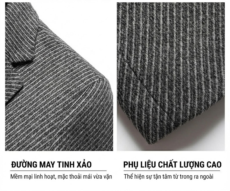 Áo Khoác Nam Lông Vũ Lót Lông Cừu Non Dệt Thoi Hai Mặt Màu Xám chi tiết 16