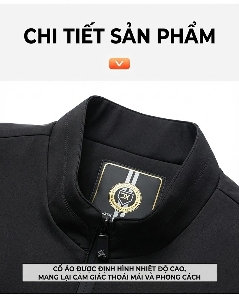 Áo Khoác Nam Lót Lông Cừu Dày Dặn Cổ Trụ Khóa Kéo Phong Cách Công Sở Màu Đen, Xanh Navy chi tiết 21