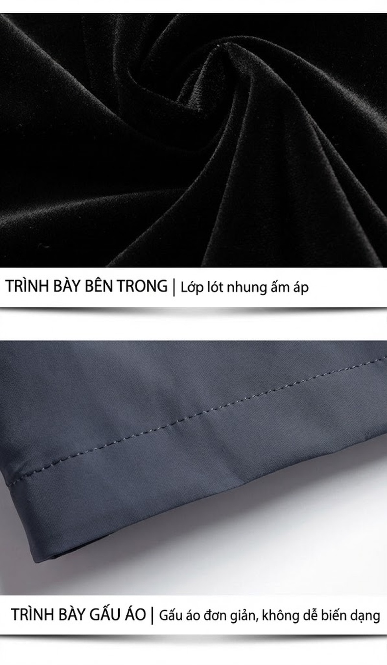 Áo Khoác Nam Milk Silk Dáng Bomber Có Mũ Trùm Đầu Lót Nhung Giữ Nhiệt Màu Xám, Xanh Navy chi tiết 16