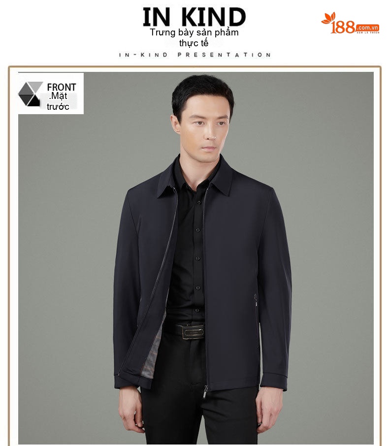 Áo Khoác Nam Milk Silk (Sợi Sữa) Dáng Suông Chống Nhăn Phong Cách Công Sở Màu Đen chi tiết 11