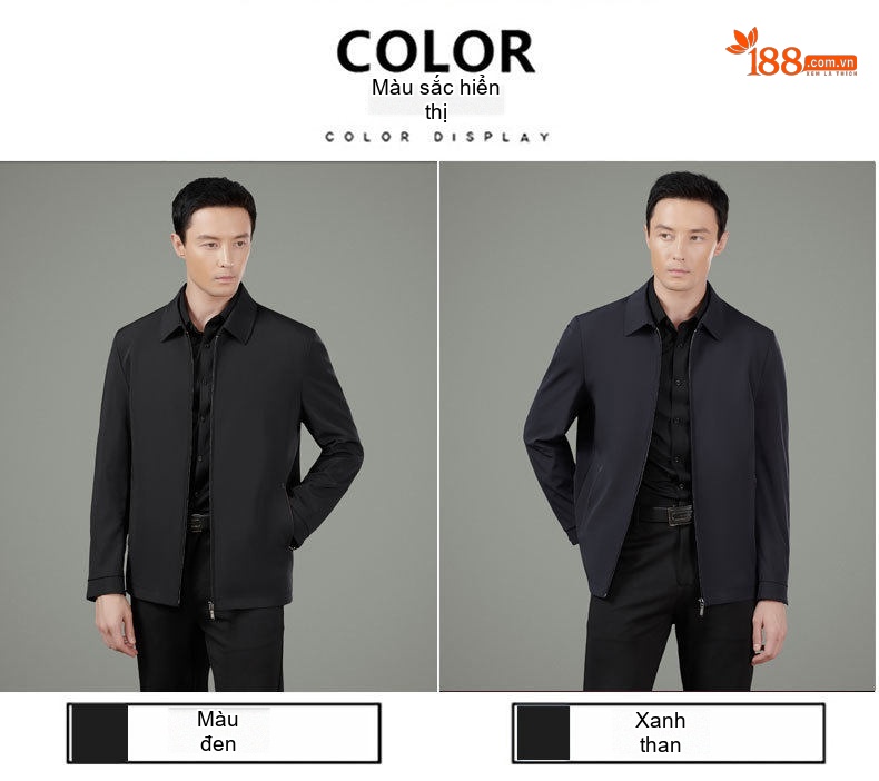Áo Khoác Nam Milk Silk (Sợi Sữa) Dáng Suông Chống Nhăn Phong Cách Công Sở Màu Đen chi tiết 19