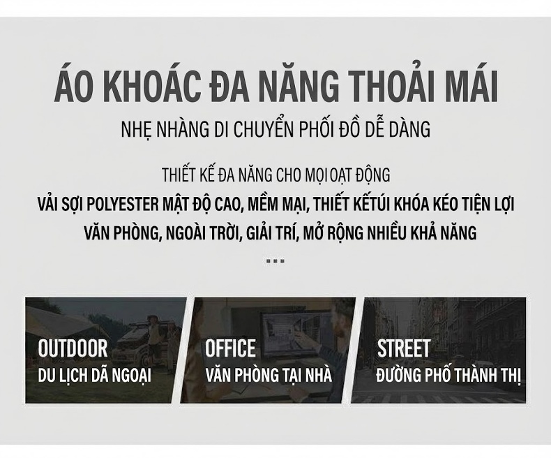Áo Khoác Nam Mỏng Có Mũ Trùm Đầu Phong Cách Thời Trang Màu Xanh Rêu, Xanh Navy, Xám chi tiết 3