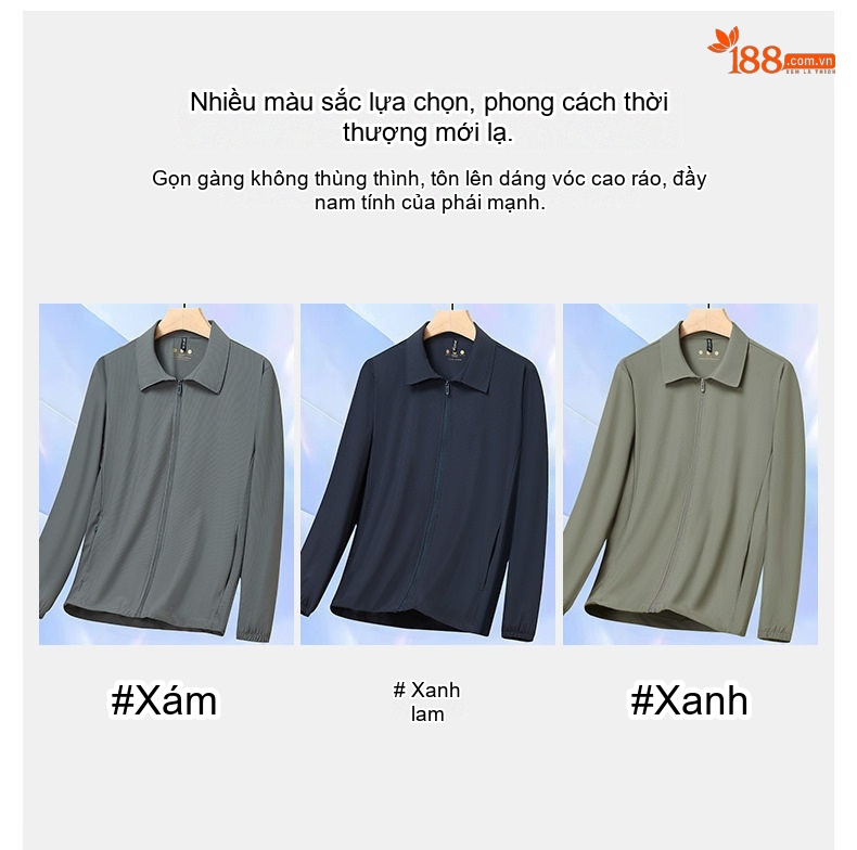 Áo Khoác Nam Mỏng Nhẹ Chống Nắng Thoáng Khí Kiểu Cán Bộ Màu Xám chi tiết 9