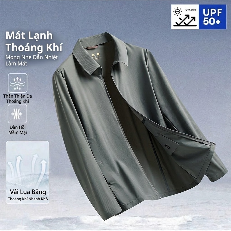 Áo Khoác Nam Mỏng Nhẹ Chống Nhăn Thoáng Khí Màu Xám, Trắng, Đen