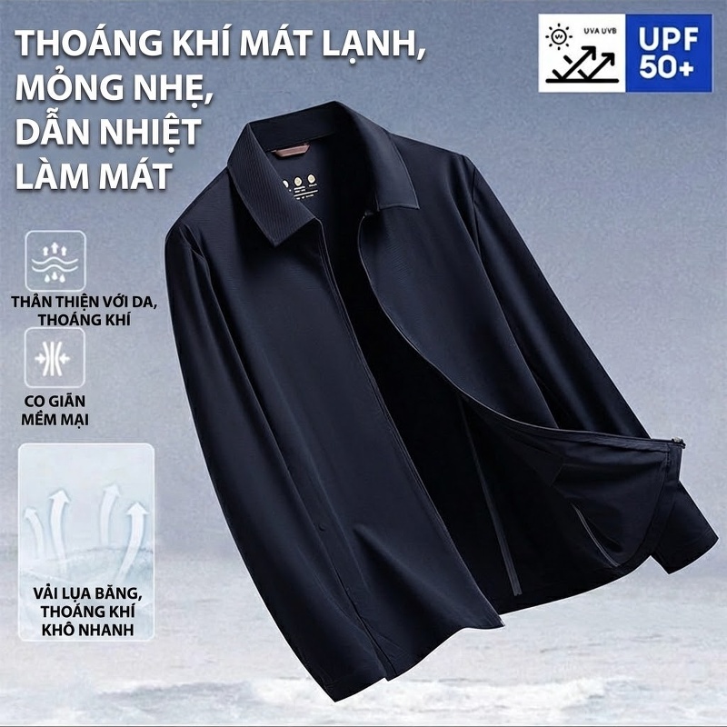 Áo Khoác Nam Mỏng Nhẹ Chống Nhăn Thoáng Khí Màu Xám, Trắng, Đen
