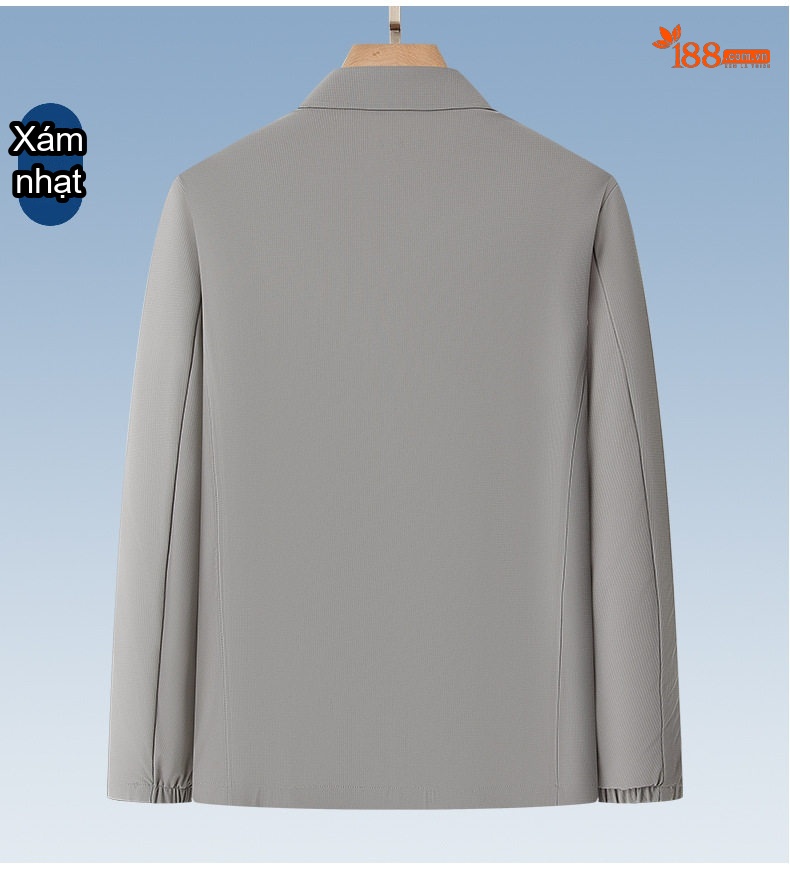 Áo Khoác Nam Mỏng Nhẹ Chống Nhăn Thoáng Khí Màu Xám, Trắng, Đen chi tiết 15