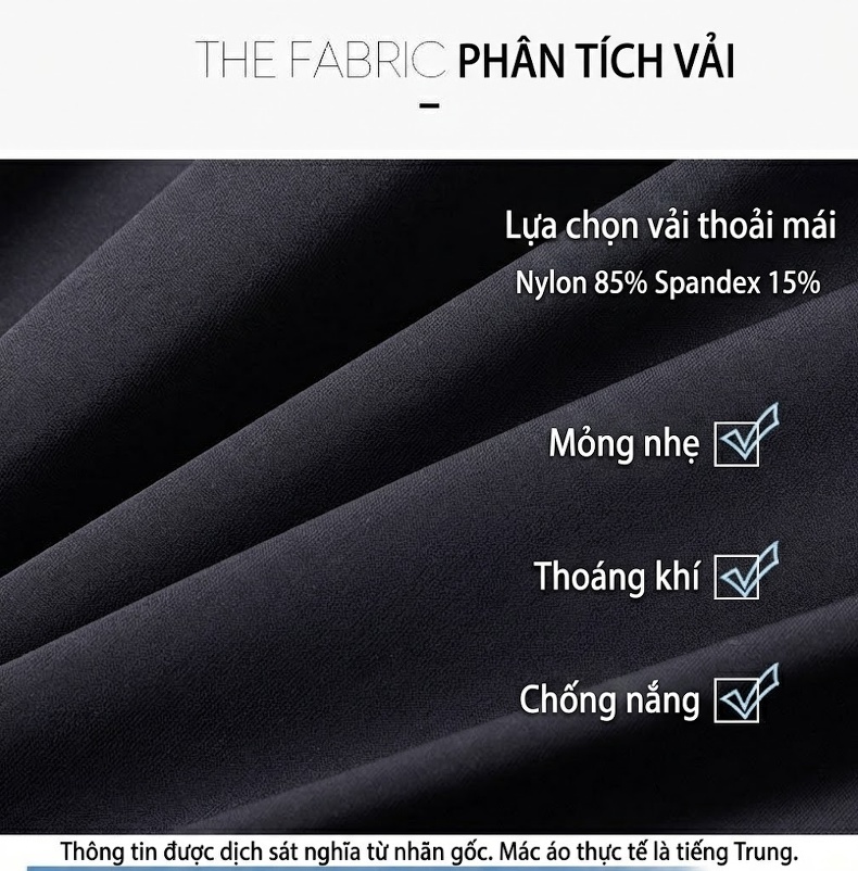 Áo Khoác Nam Mỏng Nhẹ Thoáng Khí Chống Nắng Màu Đen chi tiết 3