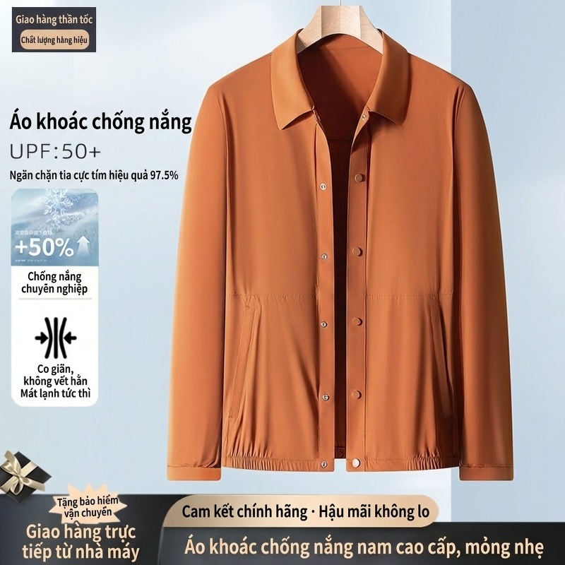 Áo Khoác Nam Mỏng Nhẹ Thoáng Khí Chống Nắng Màu Đen