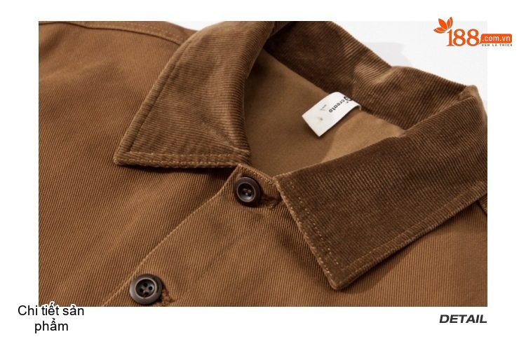 Áo Khoác Nam Nữ Vải Canvas Retro Detroit Phong Cách Mỹ Màu Nâu, Kem chi tiết 30