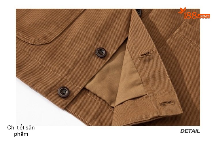 Áo Khoác Nam Nữ Vải Canvas Retro Detroit Phong Cách Mỹ Màu Nâu, Kem chi tiết 31
