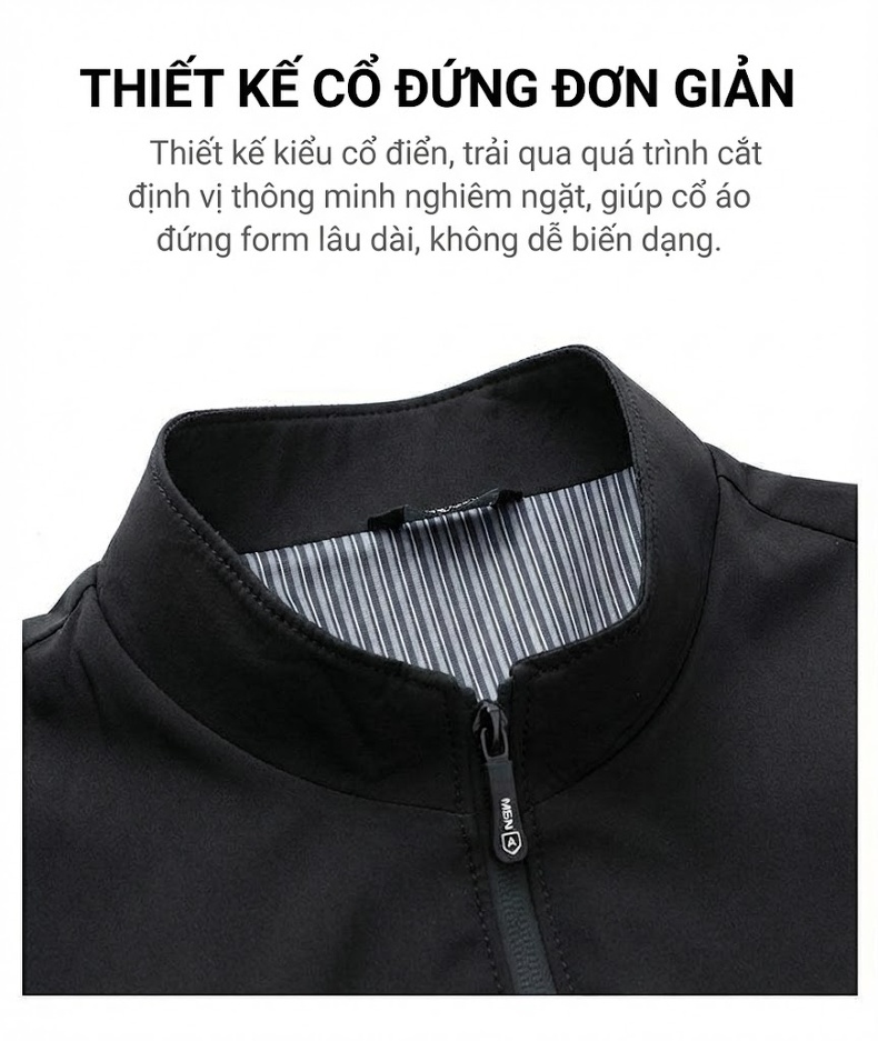 Áo Khoác Nam Sợi Sữa Dáng Đứng Co Giãn Chống Nhăn Màu Xanh, Xám chi tiết 4