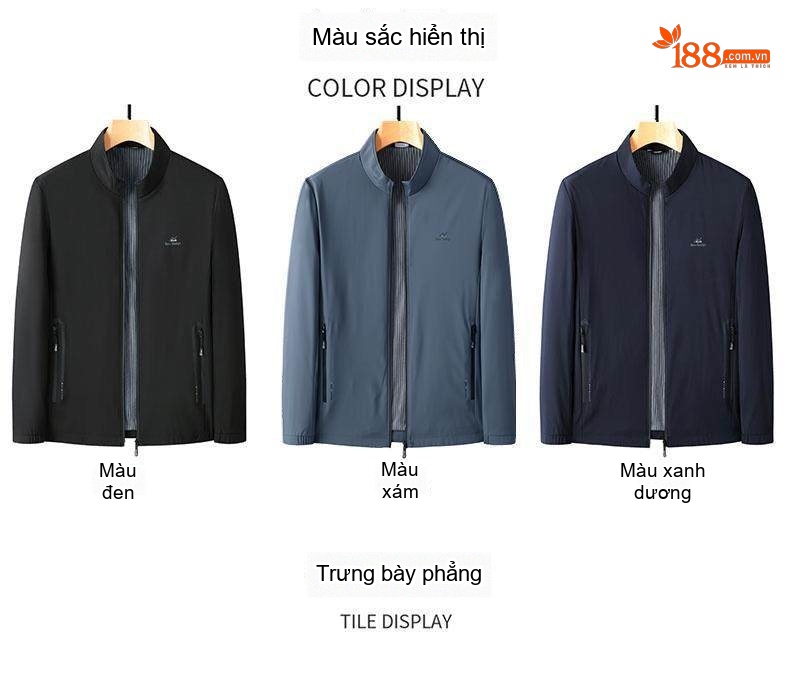 Áo Khoác Nam Sợi Sữa Dáng Đứng Co Giãn Chống Nhăn Màu Xanh, Xám chi tiết 8