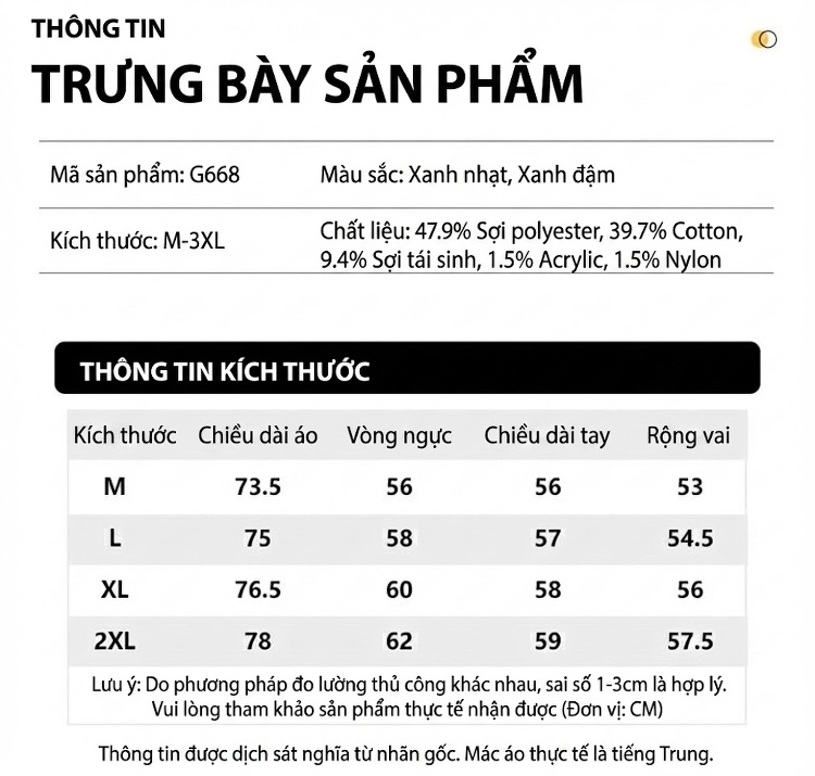 Áo Khoác Nam Tay Dài Cổ Bẻ Kiểu Jean Form Rộng Màu Xanh Dương chi tiết 3