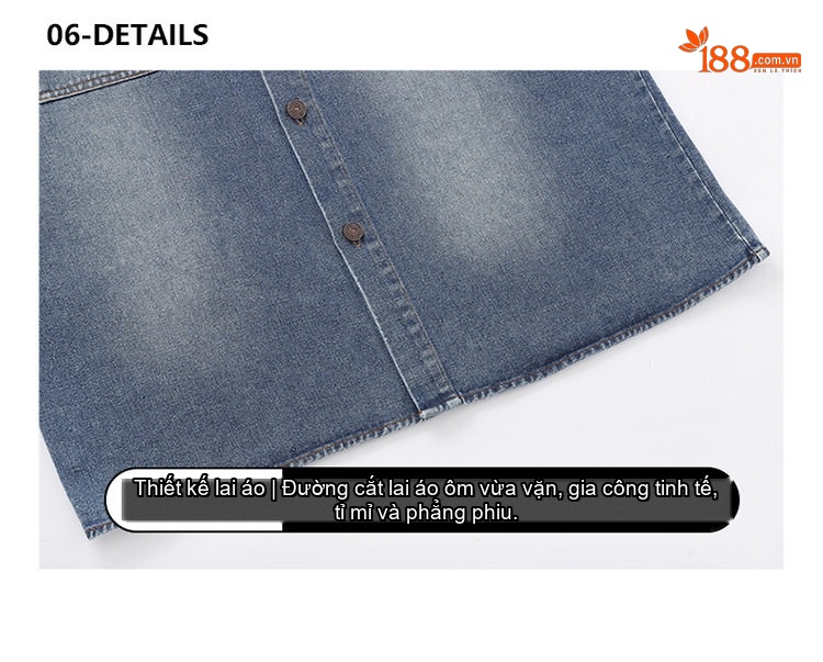 Áo Khoác Nam Tay Dài Cổ Bẻ Kiểu Jean Form Rộng Màu Xanh Dương chi tiết 15