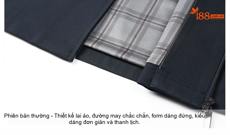 Áo Khoác Nam Trung Niên Công Sở Dáng Suông Khóa Kéo Chất Liệu Lụa Tằm Màu Xanh Navy, Be chi tiết 23